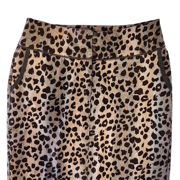VTG Brown Leopard Velvet Textured High Waist Midi Pencil Skirt Size 6 - Picture 2 of 14